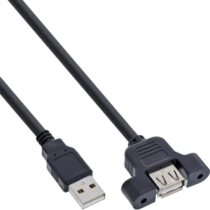 InLine® USB 2.0 Anschlusskabel, Stecker A auf Einbaubuchse A, 0,60m