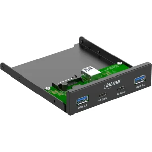 InLine® 3,5" Front Panel, 2x USB-A + 2x USB-C, 10 Gb/s, Metall, schwarz