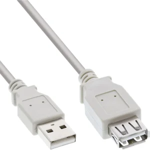 InLine® USB 2.0 Verlängerung, Stecker / Buchse, Typ A, beige/grau, 2m