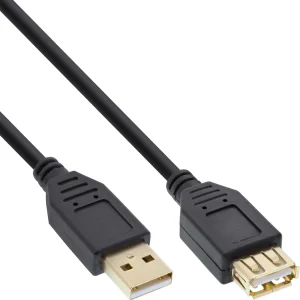 InLine® USB 2.0 Verlängerung, ST / BU, Typ A, schwarz, Kontakte gold, 3m