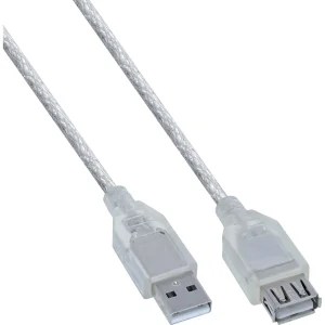InLine® USB 2.0 Verlängerung, St/Bu, Typ A, transparent, 0,5m