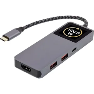 InLine® USB 3.2 Gen.2 Hub, 3x USB-C, 2x USB-A, HDMI 4K, PD 100 W, Display, grau