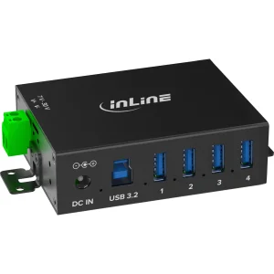 InLine® USB 3.2 Gen.1 Industrie-Hub, 4 Port, Aluminiumgehäuse, mit Netzteil