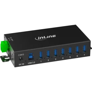 InLine® USB 3.2 Gen.1 Industrie-Hub, 7 Port, Aluminiumgehäuse, mit Netzteil