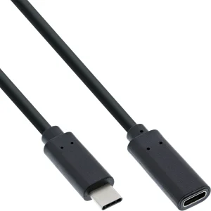 InLine® USB 3.2 Gen.2x2 Kabel, USB-C Verlängerung ST/BU, schwarz, 1m