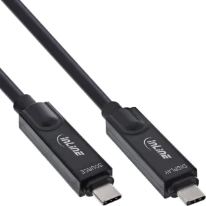 InLine® USB 3.2 Gen.2 AOC Kabel, USB-C Stecker/Stecker, 8K60Hz, 60W, schwarz, 3m