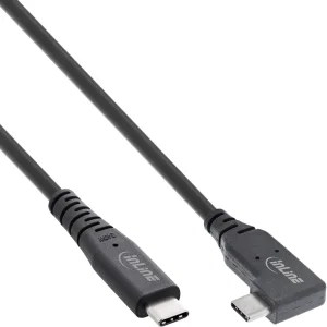 InLine® USB4 Kabel, USB-C, einseitig gewinkelt, PD 240W 8K60Hz, TPE schwarz, 1m