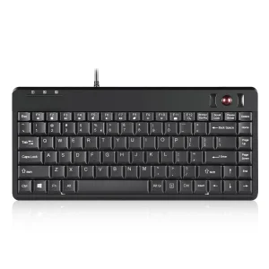 Perixx PERIBOARD-505H PLUS US, Mini USB-Tastatur, Trackball, Hub, schwarz