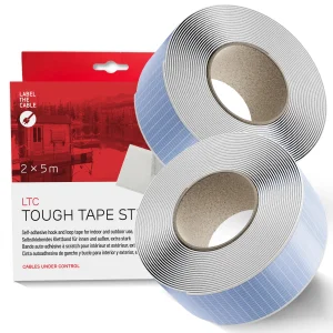 LABEL THE CABLE LTC Tough Tape Strap, Klettband selbstklebend 50mm, weiß, 5m