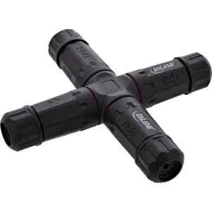 InLine® Netzkabelkupplung, IP68, 3-polig, 4-Wege, M20, schwarz