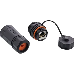 InLine® Patchkabelkupplung, RJ45 Cat.6A, IP68, für Industrie, mit Staubkappe