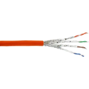 InLine® Verlegekabel Cat.7 S/FTP, CCA, 600MHz, PoE+, halogenfrei, orange, 30m