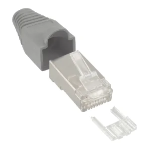 InLine® Crimpstecker RJ45 geschirmt, Knickschutz grau & Einfädelhilfe, 10er Pack