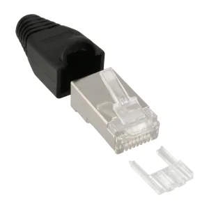 InLine® Crimpst. RJ45 geschirmt, Knickschutz schwarz & Einfädelhilfe, 100er Pack