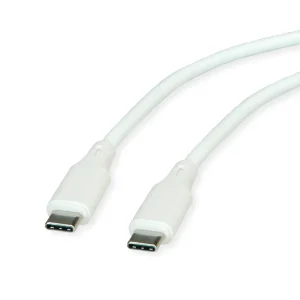 ROLINE USB 2.0 Kabel, Typ C-C, ST/ST, Silikon, 60W, weiß, 1 m