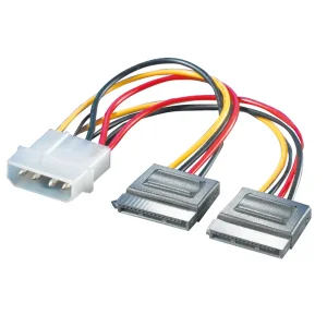 ROLINE Y-Adapterkabel 4 pol. HDD / 2x SATA, 0,12 m