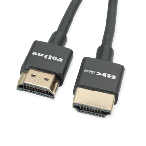 ROLINE 8K HDMI Ultra HD Kabel mit Ethernet, Slim, ST/ST, schwarz, 1,5 m