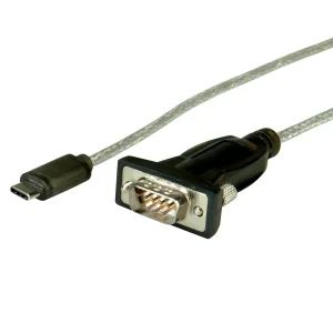 ROLINE USB - Seriell Konverter-Kabel, Typ C - RS232, schwarz, 1,8 m