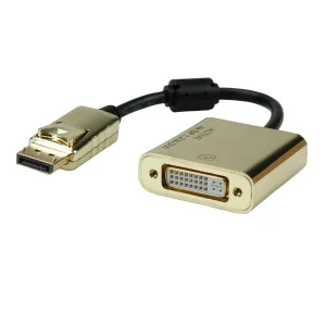 ROLINE GOLD 4K DisplayPort-DVI Adapter, Aktiv, v1.2, DP ST - DVI BU