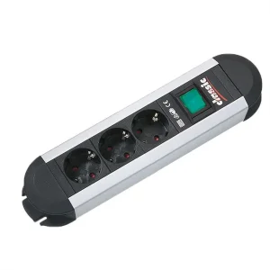 BACHMANN PRIMO Steckdosenleiste 3x Schutzkontakt, Aluminium, mit Schalter, 1,75 m