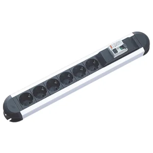 BACHMANN PRIMO RCD Steckdosenleiste 6x Schutzkontakt 1xRCD Schutz, Aluminium, 2 m