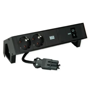 BACHMANN DESK2 2xCEE7/3 USB Schwarz USB Charger C/C 100W GST18 0,2m
