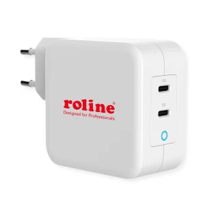 ROLINE USB Charger mit Euro-Stecker, 2 Port Typ-C (PD), GaN, 100W