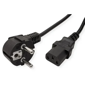 VALUE Netzkabel, CEE7/7-Stecker & IEC-Buchse gerade, schwarz, 3 m