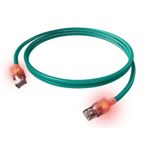 EasyLan DualBoot LED Patchkabel RJ45 S/FTP Cat.6A (Class EA), mit saCon Stecker, LSOH, türkis, 1,5 m