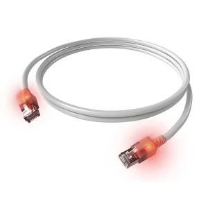 EasyLan DualBoot LED Patchkabel RJ45 S/FTP Cat.6A (Class EA), mit saCon Stecker, LSOH, weiß, 7 m