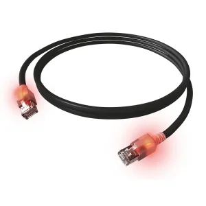 EasyLan DualBoot LED Patchkabel RJ45 S/FTP Cat.6A (Class EA), mit saCon Stecker, LSOH, schwarz, 0,5 m