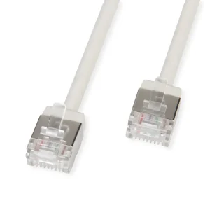 ROLINE U/FTP DataCenter Patchkabel Cat.6A (Class EA), LSOH, slim, extra kurzer Stecker, grau, 5 m