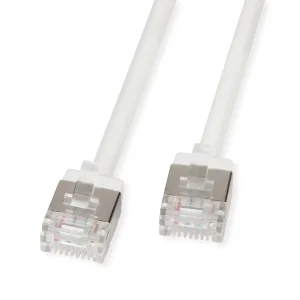 ROLINE U/FTP DataCenter Patchkabel Cat.6A (Class EA), LSOH, slim, extra kurzer Stecker, weiß, 0,5 m