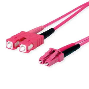 TELEGÄRTNER LWL Adapterkabel 2x G50/125 OM4, 1x SC Duplex - 1x LC Duplex, violett, 3 m