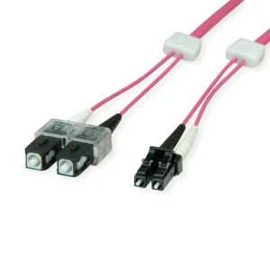 EasyLan LWL-LED-Patchkabel duplex 50/125µm OM4, LC/SC, violett, 1 m
