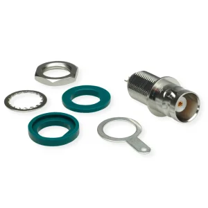 TELEGÄRTNER BNC-Einbaubuchse, isoliert mit Isolierscheiben grün