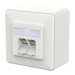 METZ CONNECT E-DAT C6A LSA++ Dose, 2 Port, AP, verkehrsweiß
