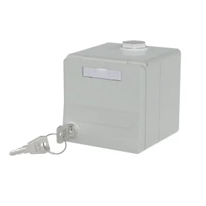 METZ CONNECT IP44 Modul-Aufputz-Gehäuse, Klappdeckel+Schloss, 2Ports unbestückt, grau
