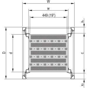 SCHROFF 19"-Fachboden, stationär, 75 kg - 19" FACHB.STAT.600B 500T 7021