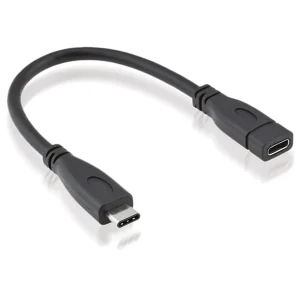 ROLINE USB 3.2 Gen 2 Typ C Kabelverlängerung, C-C, ST/BU, 4K UHD-1, 10Gbit/s, 100W, schwarz, 0,15 m