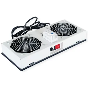 ROLINE Lüftereinheit 2 Lüfter, für 19-Zoll Wandgehäuse grau, Thermostat