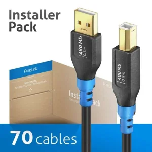 USB 2.0 USB-A auf USB-B Kabel, schwarz, 0.50m, Installer Pack 70pcs