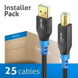 USB 2.0 USB-A auf USB-B Kabel, schwarz, 3.00m, Installer Pack 25pcs