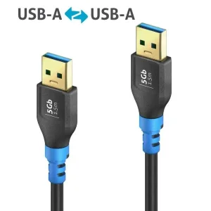 USB 3.2 Gen1 USB-A / USB-A Kabel, schwarz, 1.50m, Single Cable