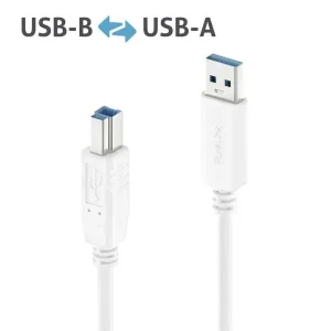 Premium USB v3.2 USB-A / USB-B Kabel - 0.50m, weiß