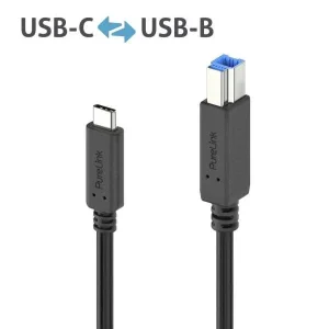 Hochwertiges USB v3.2 USB-C / USB-B Kabel - 0.50m, schwarz