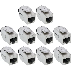 InLine® Keystone RJ45 Buchse Slim SNAP-In Cat.6A, integr. Kabelbinder, 10er Pack