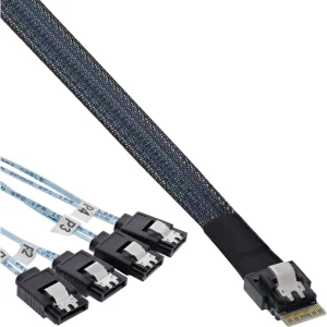 InLine® Slim SAS Kabel, SFF-8654 zu 4x SATA 7-pin, 12Gb/s, 0.5m