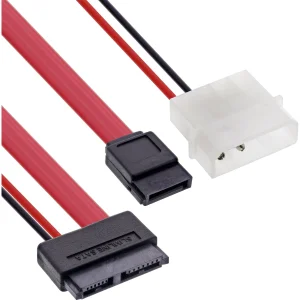 InLine® Slimline SATA Kabel, Slimline SATA ST 13pol. (7+6) zu SATA+Strom, 0,4m