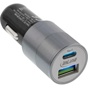 InLine® USB 36W KFZ Ladegerät QC 3.0, USB-A + USB-C, PD 3.0, 12/24V DC, schwarz